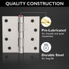 Design House Door Hinge in Satin Nickel, 4-Inch, Square Corner, 3-Pack