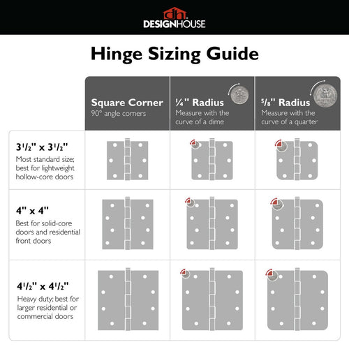 Design House Door Hinge in Satin Nickel, 4-Inch, Square Corner, 3-Pack