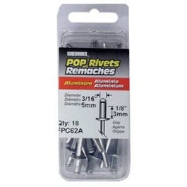 Aluminum Rivets, Short, 3/16-In. Dia., 18-Pk.