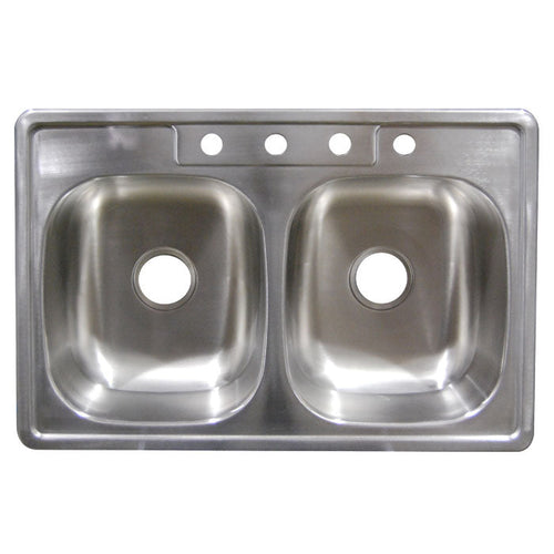 Hydros stainless steel sinks 8 in. 4 Hole Stnls Steel Double Bowl Sink