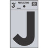 Address Letters, J, Reflective Black/Silver Vinyl, Adhesive, 3-In.