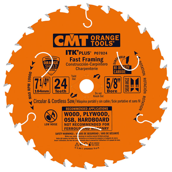 CMT Orange Tools ITK Plus Fast Framing Saw Blade Masterpack 7-1/4 x 24 Teeth 10-Degree Atb+Sh