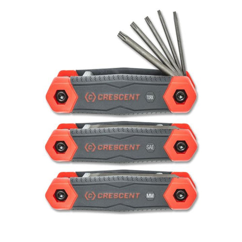 Crescent 3 Pc. Folding SAE/Metric/Torx® Dual Material Key Set