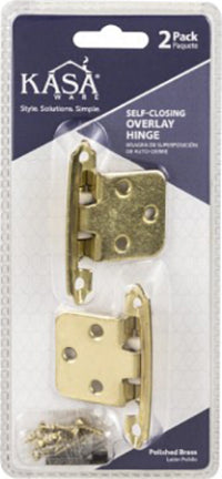 OVERLAY HINGE POLISH BRASS 2PK