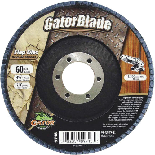 Gator Blade 4-1/2 In. x 7/8 In. 60-Grit Type 29 Angle Grinder Flap Disc