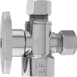 Plumb Pak  1/4 Turn 3-Way Angle Stop Valve, 1/2 X 3/8 X 3/8 in,